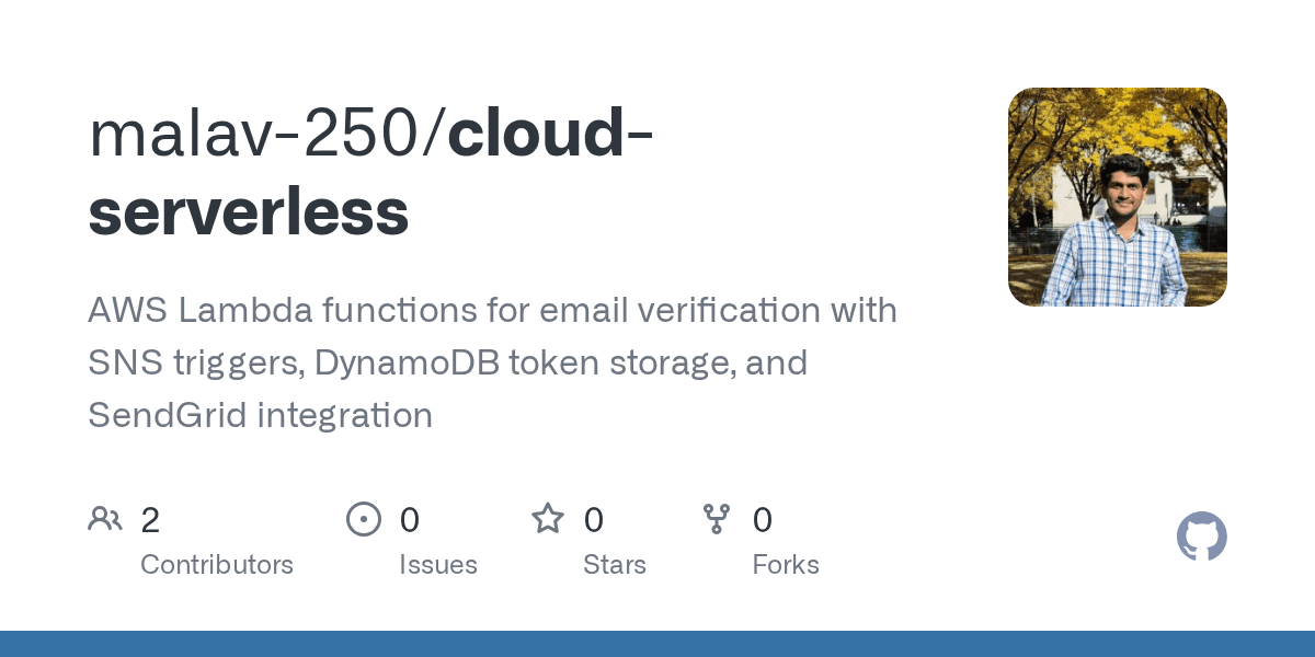 GitHub repository: serverless email verification