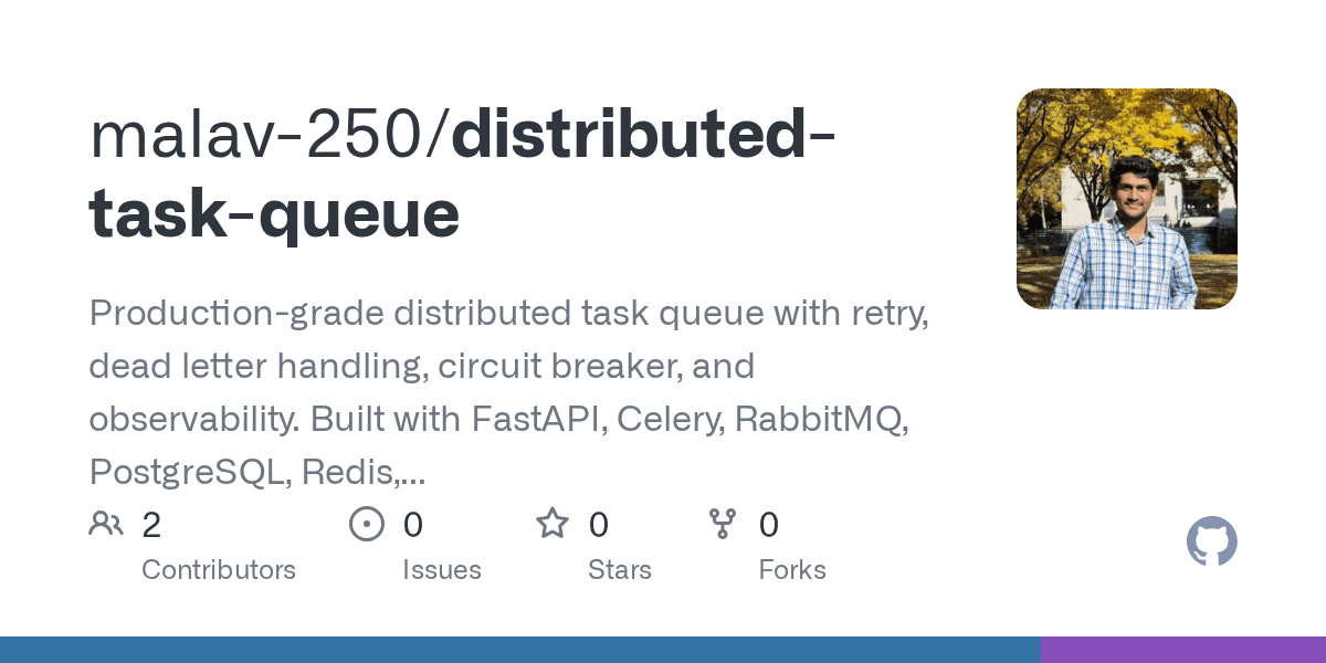 GitHub repository preview for distributed-task-queue