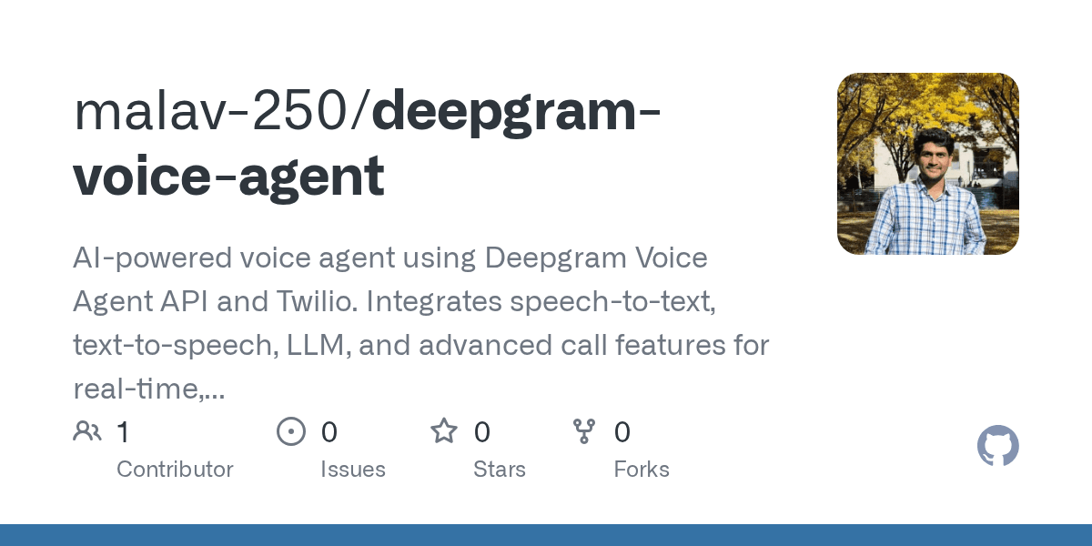 GitHub repository preview for deepgram-voice-agent